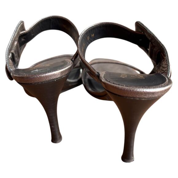 Donald J Pliner Bronze Metallic Side Buckle Sandals with Heels size 8 - Picture 8 of 16